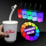 12 Ounce LED Cup with Lid and Straw - Multi Color