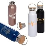 20 oz. Vacuum Bottle With Bamboo Lid -  