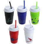 Bistro 14 oz Coffee Cup with Silicone Sleeve  Straw -  