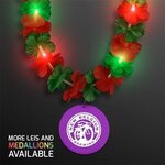 LED Christmas Hawaiian Lei Party Necklace w/ Purple Medallion -  