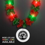 LED Christmas Hawaiian Lei Party Necklace w/ White Medallion -  