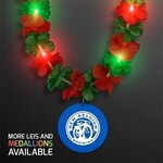 LED Christmas Hawaiian Lei Party Necklace with Green Med -  