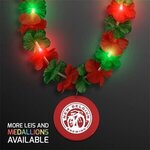LED Christmas Hawaiian Lei w/ Red Medallion -  
