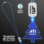 LED Neon Lanyard with Acrylic Tree Pendant - Blue -  