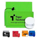 Mobile Tech Auto Accessory Kit in Microfiber Cinch Pouch - Lime