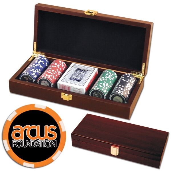 nikkel Forfølgelse bronze Poker Chips Set & Mahogany Wood Case - 100 Full Color Chips with your logo  | ImprintLogo.com