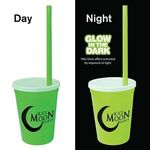 12 oz. Nite Glow Stadium Cup/Straw/Lid Set - Neon Green