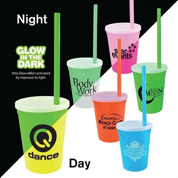 Main Product Image for Nite Glow Stadium Cup/Straw/Lid Set 12 oz.