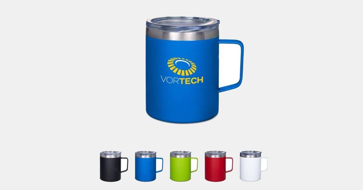 Advertising 12 Oz Vacuum Insulated Coffee Mug With Handle with your logo |  ImprintLogo.com