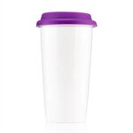 16 oz  White Ceramic Cup with Colored Silicone Lid - Purple