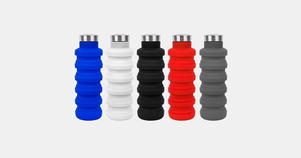 Logo Collapsible Silicone Water Bottles (17 Oz.)