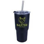 20 oz. Ares Tumbler with Stainless Straw/Flip Top Lid - Black