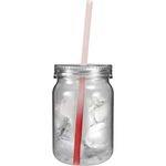 24 oz. Plastic Mason Jar with Mood Straw - Frosted To Red