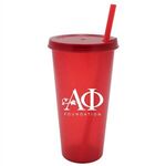 26 oz. Tumbler with Lid and Straw - Translucent Red