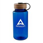 32 oz. Oasis Tritan Water Bottle with Bamboo Lid - Translucent Cobalt Blue