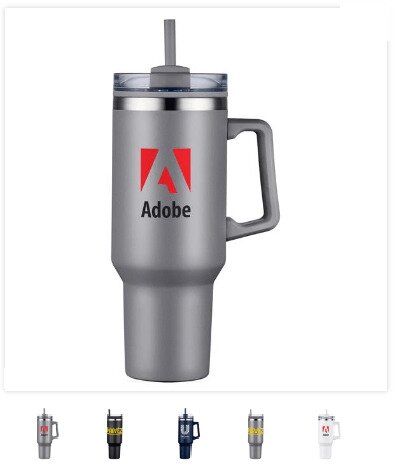 40 oz. Double Wall Tumbler With Handle and Straw with your logo