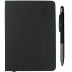 7.5" X 6-5/8" Notebook with Soft Touch Aluminum Pen - Black