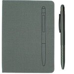 7.5" X 6-5/8" Notebook with Soft Touch Aluminum Pen - Gray