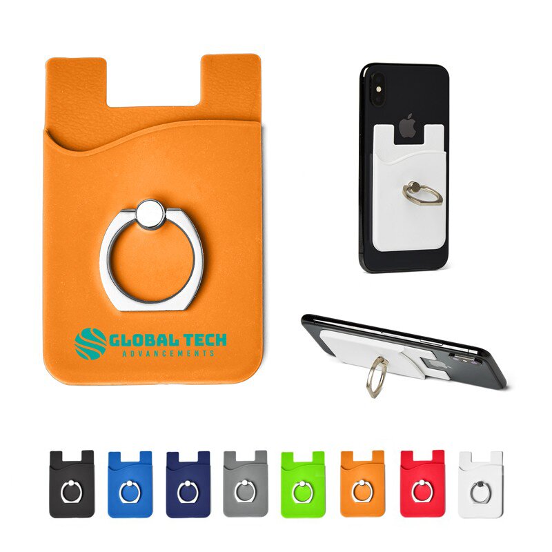 Main Product Image for Custom Silicone Card Holder With Metal Ring Phone Stand