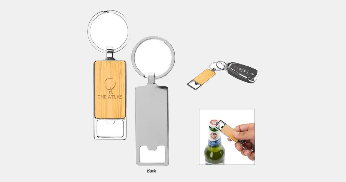 Laser Engraved Bristol Bamboo Key Tag With Bottle Opener with your logo ...