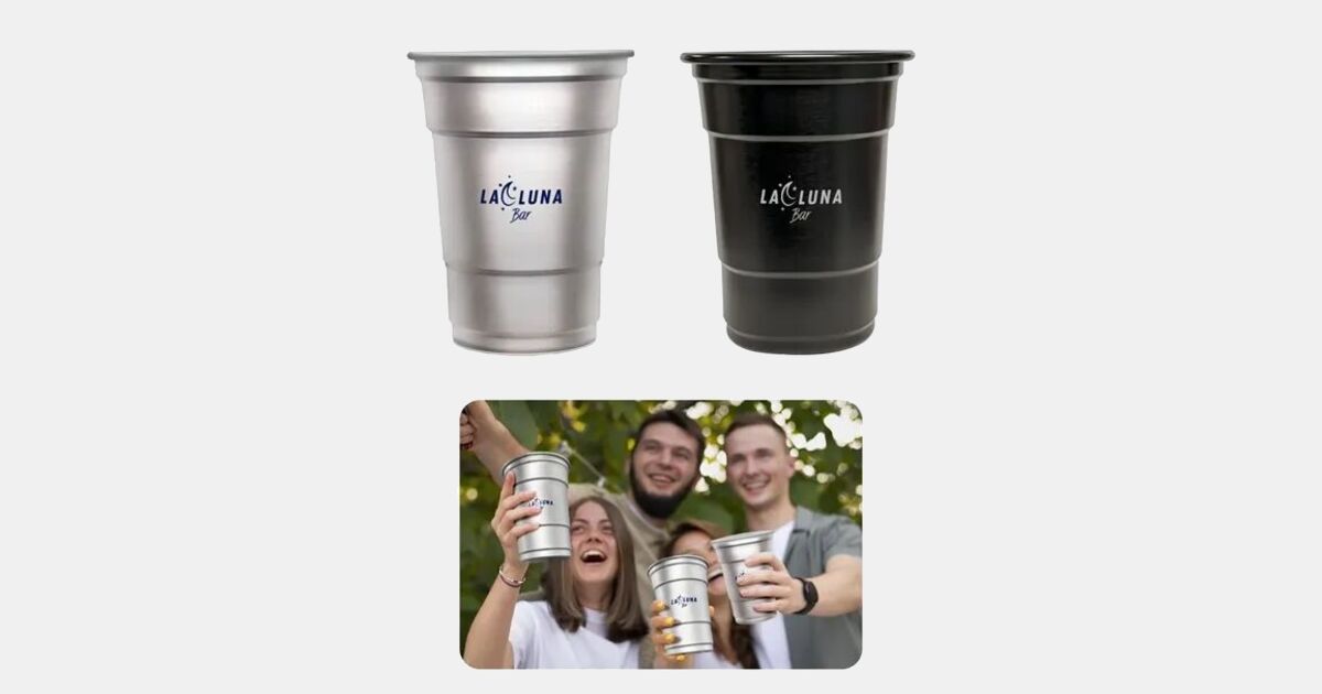 Custom Printed Metal Cup 16 oz with your logo | ImprintLogo.com