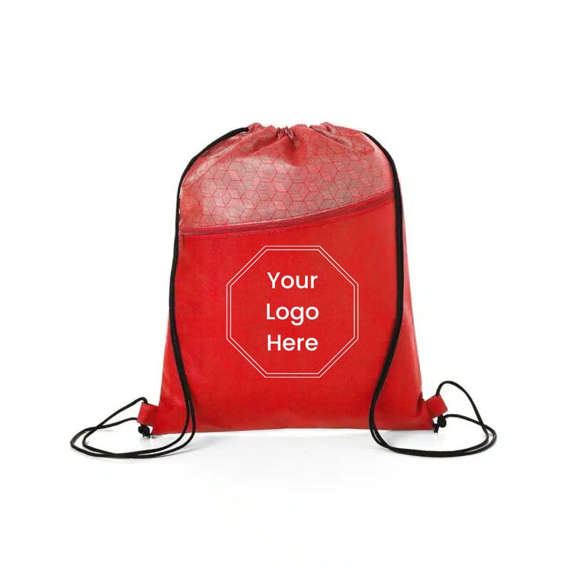 Main Product Image for Custom Printed Hexagon Pattern Non-Woven Drawstring Backpack