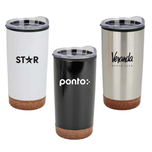 Main Product Image for Stainless Steel PP Cork Base Tumbler with Clear Lid 20 oz. 