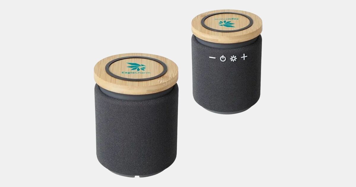 Custom Printed Bamboo Wireless Speaker & 10W Wireless Charger with your ...