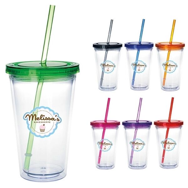 Main Product Image for Custom Imprinted Clear Tumbler with Colored Lid - 24 oz.