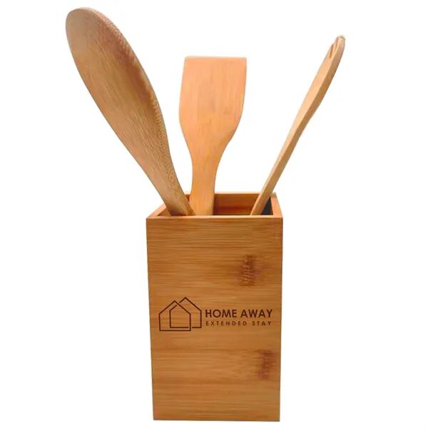 Main Product Image for Custom Printed Bamboo Box with 3 Cooking Utensils