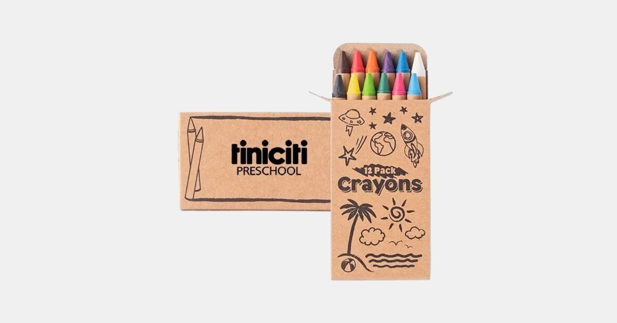 Custom Printed 12 Pack Crayons Kraft Box with your logo | ImprintLogo.com