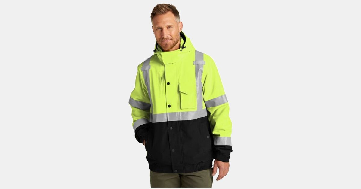 Custom Printed CornerStone ANSI 107 Class Ripstop Bomber Jacket with ...