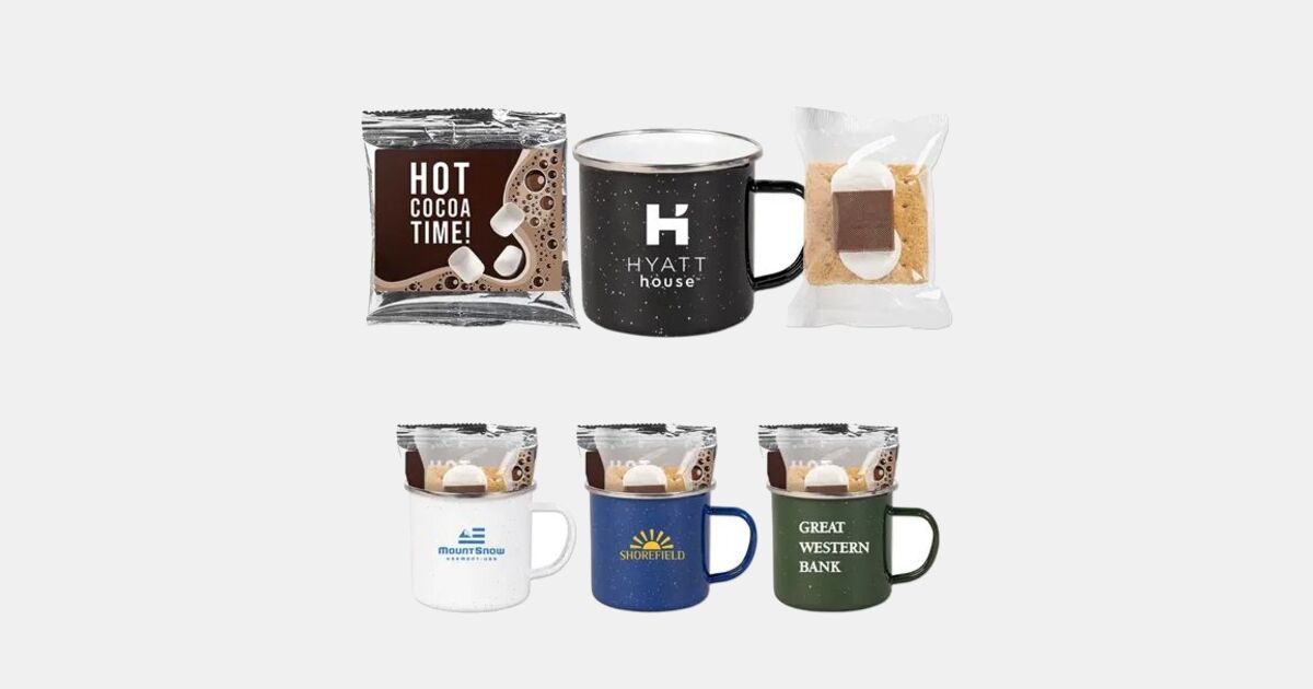 Custom Printed By The Fire Mug Set with your logo | ImprintLogo.com