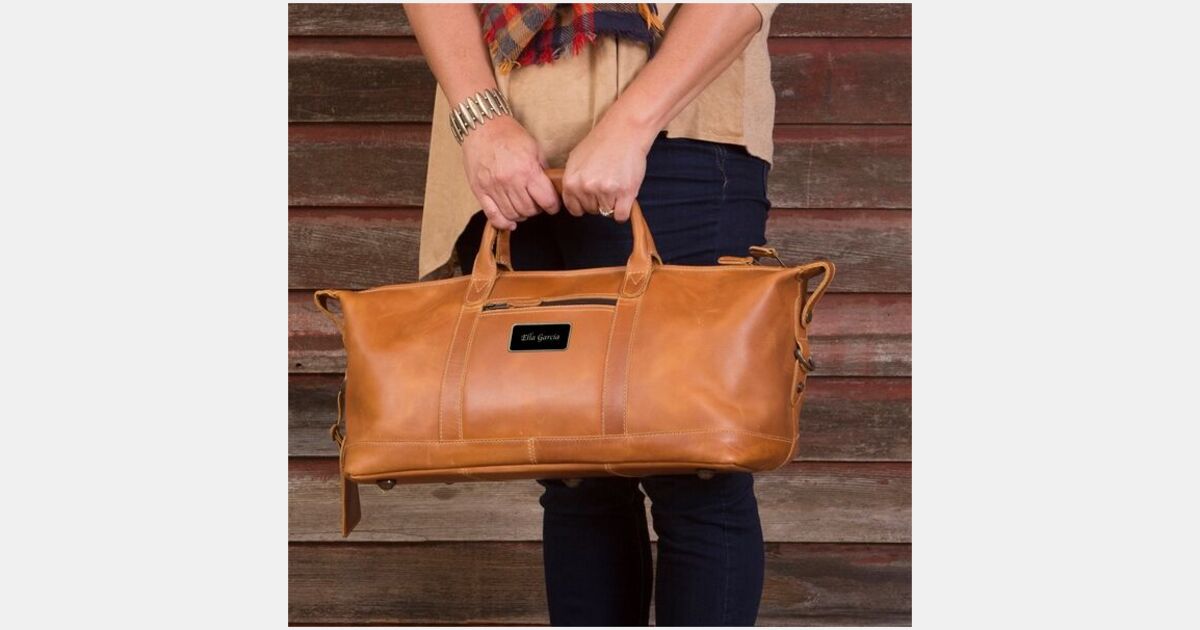 Laser Engraved Boulder Canyon Leather Duffel Bag with your logo ...