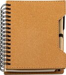 Agenda Recycled Spiral Notebook with Sticky Notes & Pen - Medium Brown