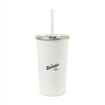 Arlo Classics Stainless Steel Tumbler with Straw - 20 Oz. - White