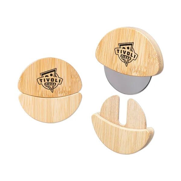 Main Product Image for Custom Imprinted Bamboo Pizza Cutter with Stainless Steel Blade