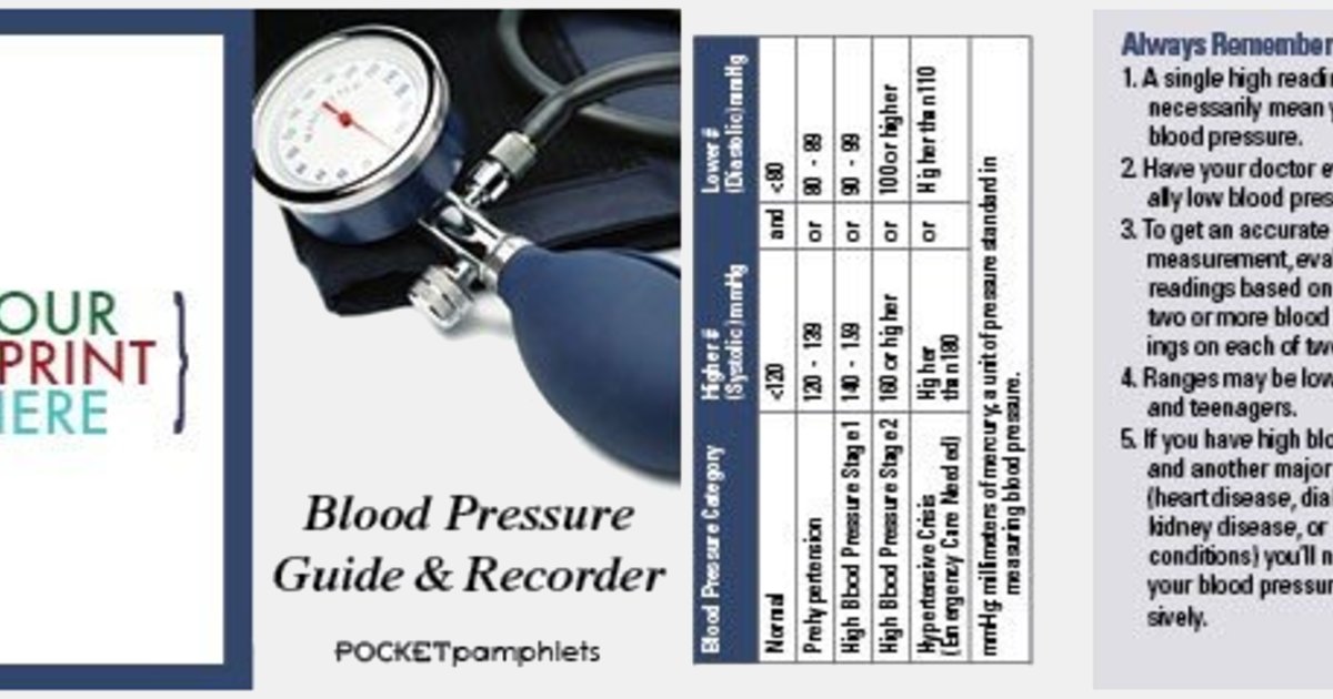 Blood Pressure Guide Recorder Pocket Pamphlet With Your Logo Imprintlogo Com
