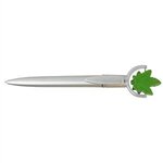 Cannabis Leaf Squeeze Top Pen - Silver