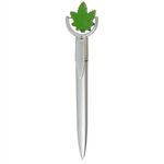 Cannabis Leaf Squeeze Top Pen - Silver
