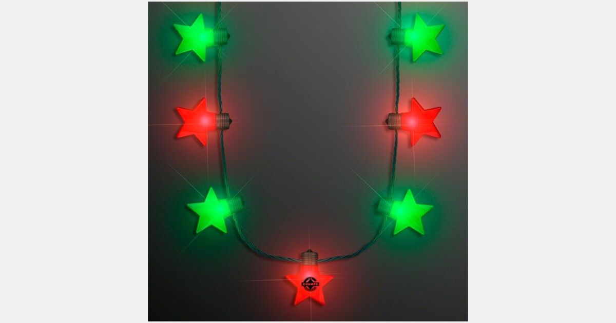 Christmas Stars Light Up String Necklace with your logo | ImprintLogo.com