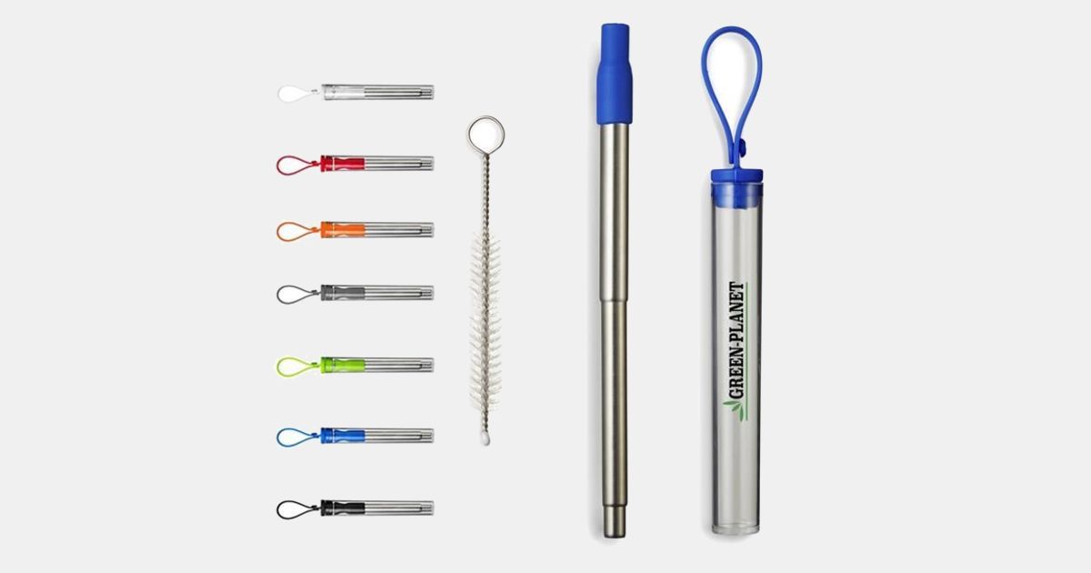 Colorful Stainless Steel Telescopic Extendable Metal Straw Set For