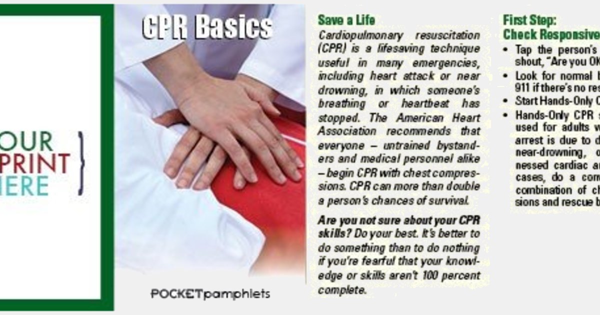 Cpr Basics Pocket Pamphlet With Your Logo Imprintlogo Com