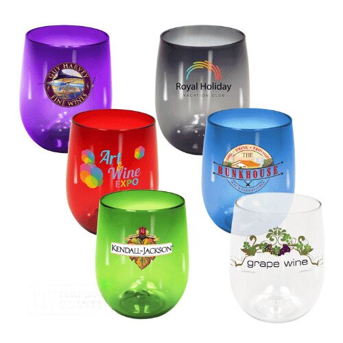 Main Product Image for Custom Imprinted Plastic Stemless Wine Glass, Full Color 12 oz.