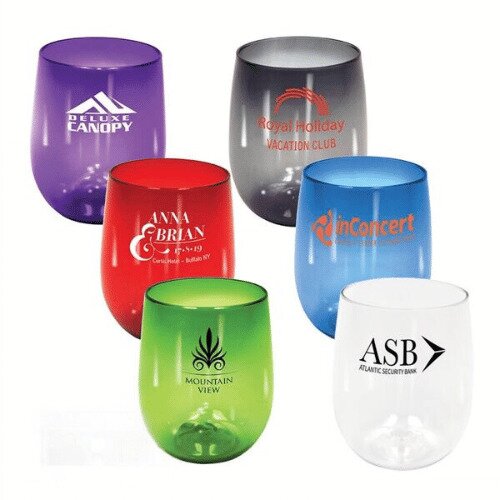 Main Product Image for Custom Imprinted Plastic Stemless Wine Glass 12 oz.