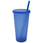 Custom Imprinted 26 oz. Tumbler with Lid and Straw - Translucent Blue