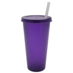 Custom Imprinted 26 oz. Tumbler with Lid and Straw - Translucent Purple