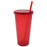 Custom Imprinted 26 oz. Tumbler with Lid and Straw - Translucent Red