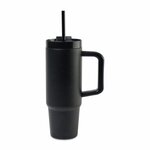 Custom Imprinted Adrian Travel Tumbler with Straw - 30 Oz. - Black