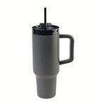 Custom Imprinted Adrian Travel Tumbler with Straw - 40 Oz. - Dark Grey